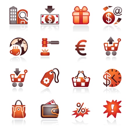 Commerce icons. Black and red series.のイラスト素材