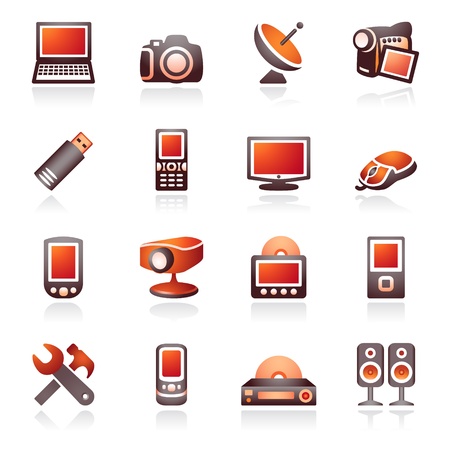 Electronics icons for web. Black and red series.のイラスト素材