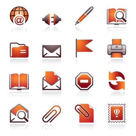 E-mail web icons. Black and red series.のイラスト素材