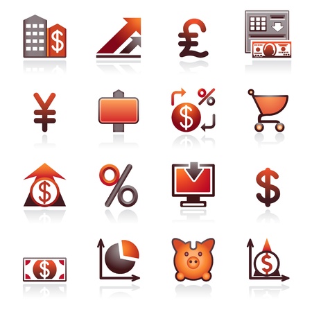 Finance web icons. Black and red series.のイラスト素材