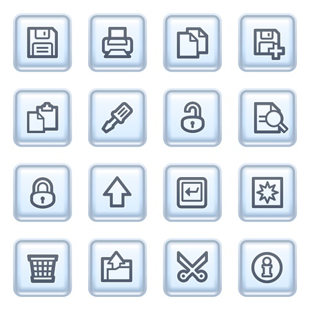 Document icons on blue buttons, set 1.のイラスト素材
