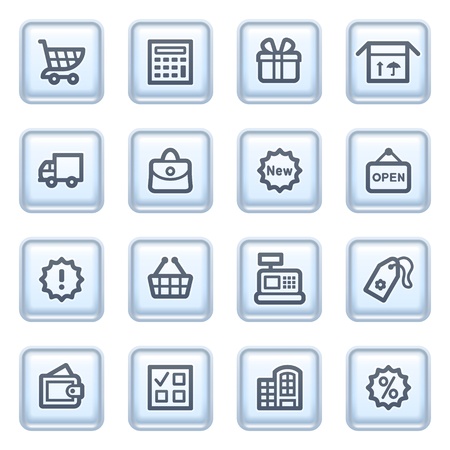 Shopping icons on blue buttons.のイラスト素材
