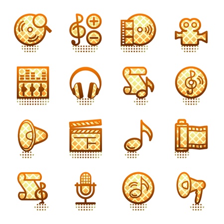 Audio video web icons. Brown series.のイラスト素材