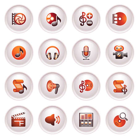 Audio video icons  Black red series のイラスト素材