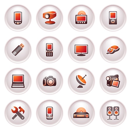 Electronics icons for web   Black red series のイラスト素材