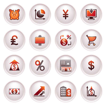 Finance web icons  Black and red series のイラスト素材