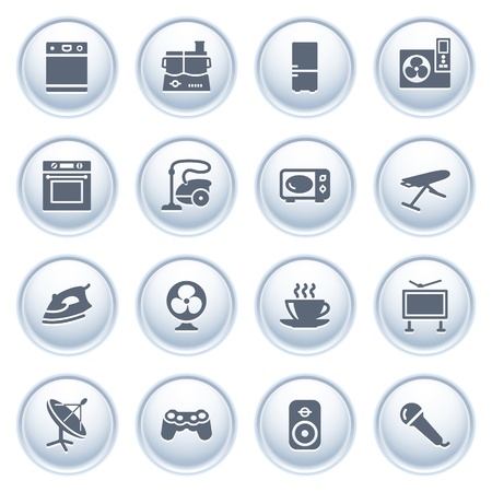 Home appliances icons on buttons, set 2のイラスト素材