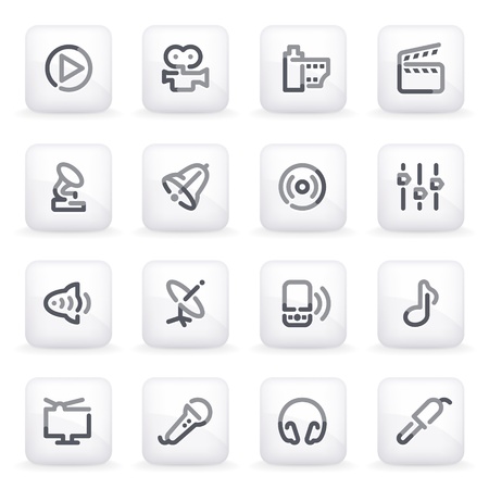 Audio video icons on gray buttons のイラスト素材