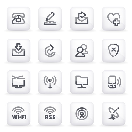 Communication icons on gray buttons のイラスト素材