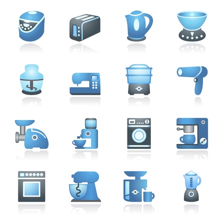 Home appliances  Gray and blue series のイラスト素材