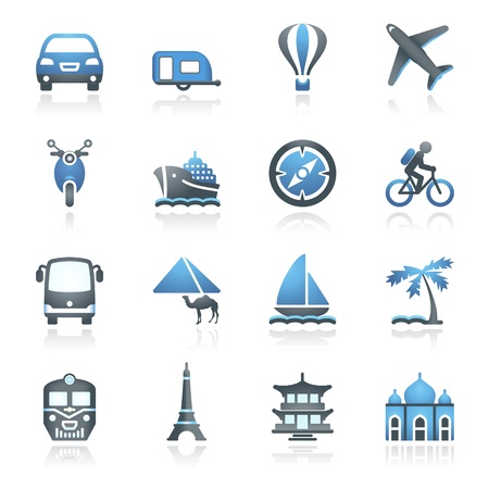 Travel icons for web   Gray and blue series のイラスト素材