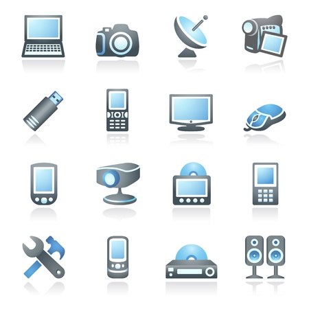 Electronics icons for web   Gray and blue series のイラスト素材