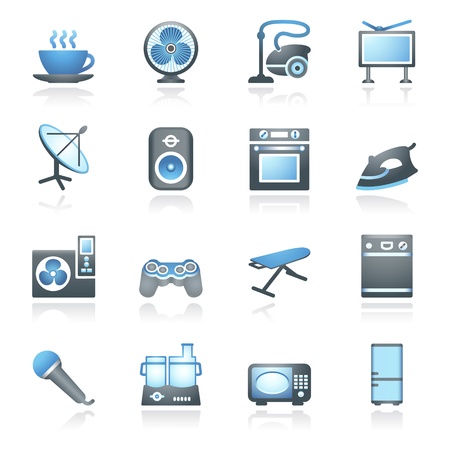 Home appliances, set 2  Gray and blue series のイラスト素材