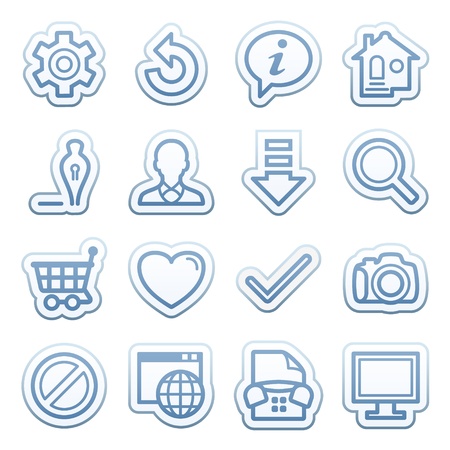 Blue web stickers with icons 1のイラスト素材