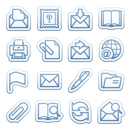 Blue web stickers with icons 10のイラスト素材