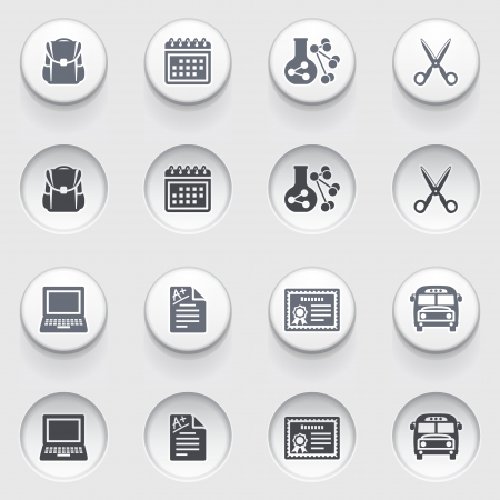 Education icons on white buttons  Set 2 のイラスト素材