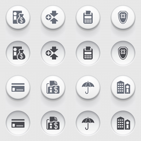 Banking icons on white buttons  Set 1 のイラスト素材