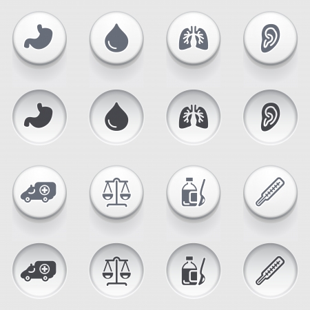 Medicine icons on white buttons  Set 1  のイラスト素材