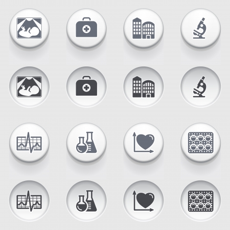 Medicine icons on white buttons  Set 3 のイラスト素材
