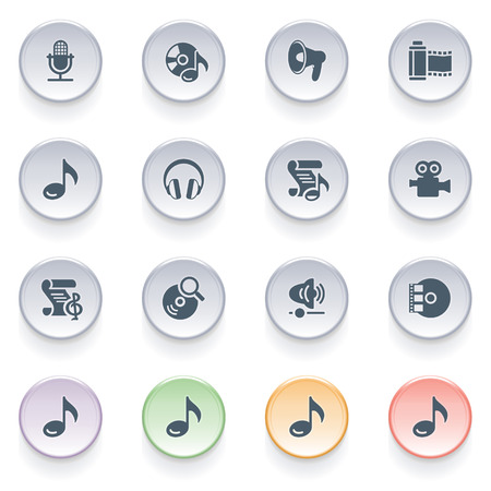 Audio video icons on color buttons のイラスト素材