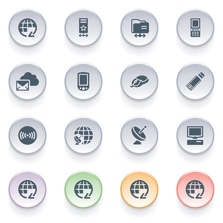 Communication icons on color buttons のイラスト素材