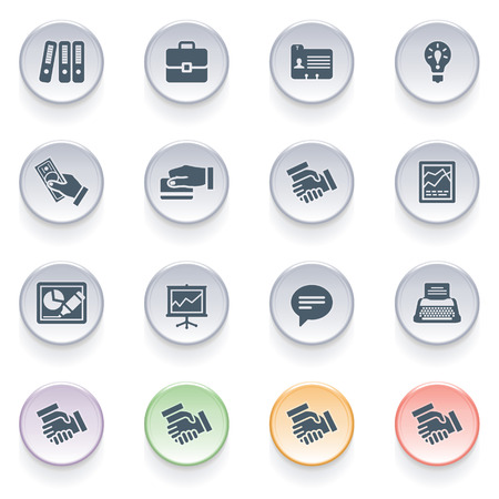 Business icons on color buttons のイラスト素材