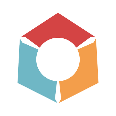 Ring diagram of three colored arrows. Template infographics.のイラスト素材