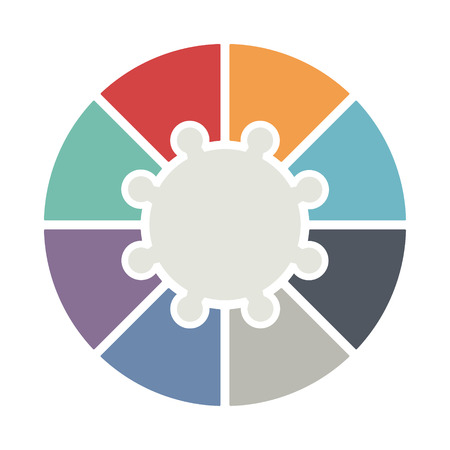 Ring diagram of eight colored puzzles. Template infographics.のイラスト素材
