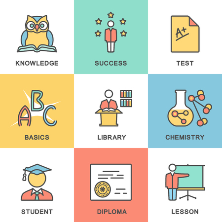 Modern contour icons of basic education.のイラスト素材