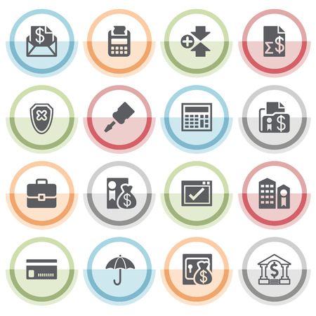 Banking icons with color stickers.のイラスト素材