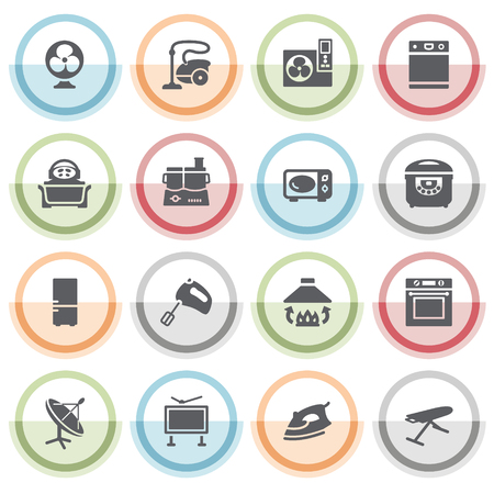 Home appliances icons with color stickers.のイラスト素材