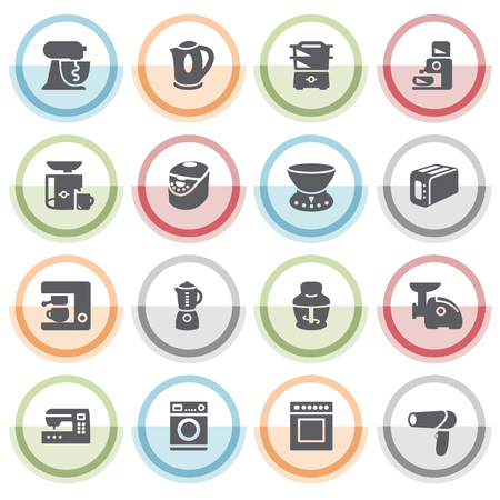 Home appliances icons with color stickers.のイラスト素材