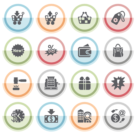 Commerce icons with color stickers.のイラスト素材
