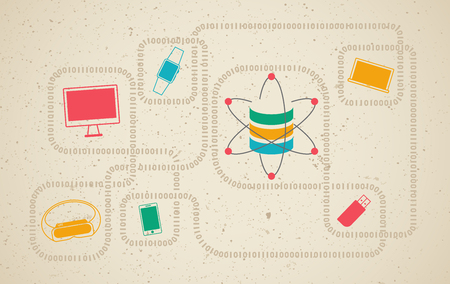 Data science and communication of Hi Tech devices.のイラスト素材