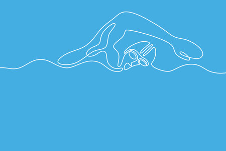 Swim graphic using single line to design and form the shape of swimmer.のイラスト素材