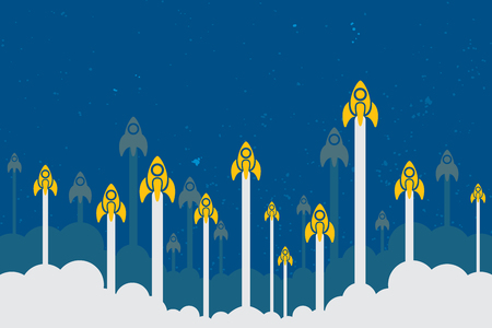 Business idea with startup concept using rockets fly up to the stars.のイラスト素材