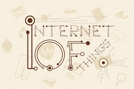 Internet of Things concept with digital and electronics font style.のイラスト素材