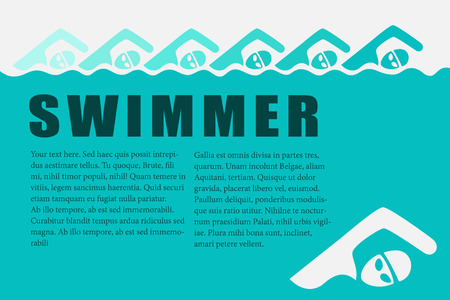 Swimmer graphic with background and space for text.のイラスト素材