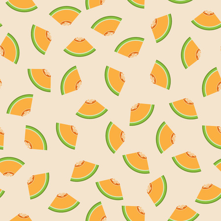 Cantaloupe graphic design sliced in triangle pieces and arranged into seamless pattern background.のイラスト素材