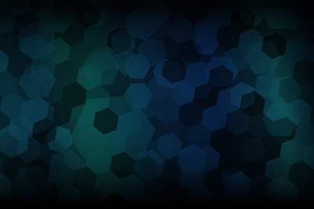 Hexagon shape abstract with dark blue and dark green gradient shading background.のイラスト素材