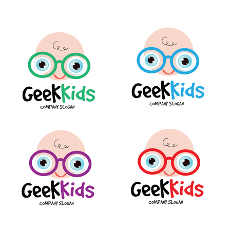 Geek kids logo,kids logo,vector logo templateのイラスト素材