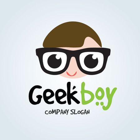 Geek boy logo,kids logo,vector logo templateのイラスト素材