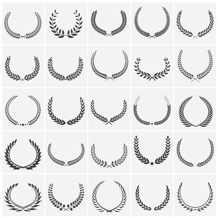 Crest logo element set,Set of award laurel wreaths and branches,vector illustration.のイラスト素材