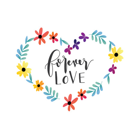 Valentine`s Day Lettering hand drawn Vector illustration.のイラスト素材