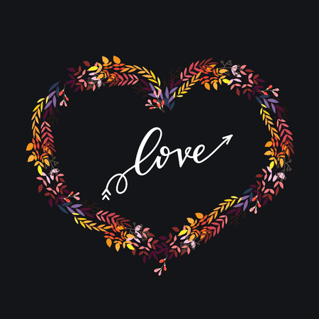 Valentine`s Day Lettering hand drawn Vector illustration.のイラスト素材