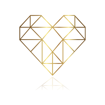 Geometric gold heart shape,Valentines Day Design card. Greeting card. Vector illustrationのイラスト素材