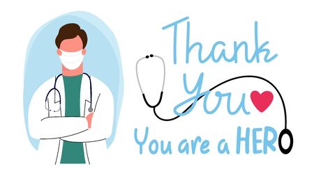 Thank you doctor and Nurses and medical personnel team for fighting the coronavirus. Thank you heroes, vector illustrationのイラスト素材