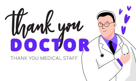 Thank you doctor and Nurses and medical personnel team for fighting the coronavirus. Thank you heroes, vector illustrationのイラスト素材