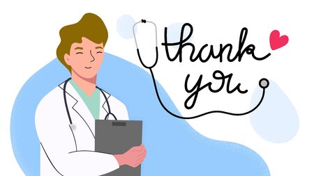 Thank you doctor and Nurses and medical personnel team for fighting the coronavirus. Thank you heroes, vector illustrationのイラスト素材