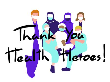 Thank you doctor and Nurses and medical personnel team for fighting the coronavirus. Thank you heroes, vector illustrationのイラスト素材